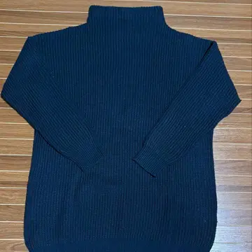 터콰이즈 블루 네이비 니트 스웨터 오버 사이즈 하이넥