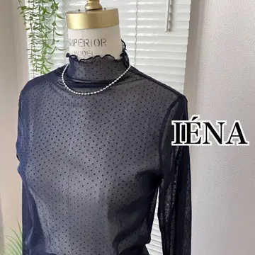 [ 23AW ] IENA 도트 튤 풀오버 시어 티셔츠 네이비