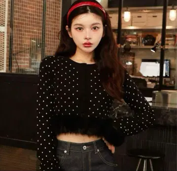 Darich 도트 자카드 페더 니트탑