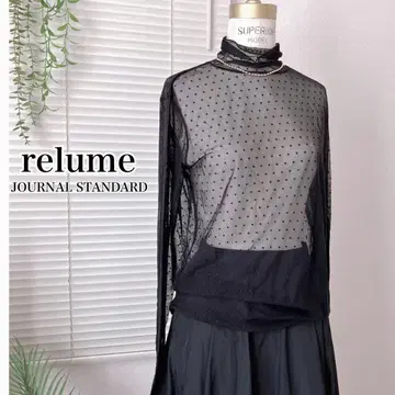 [ 새상품급 ] relume 튤도트 하이넥 시어 티셔츠