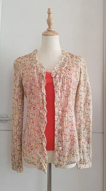 [ MK MICHEL KLEIN ] 꽃무늬 프릴 긴팔 셔츠