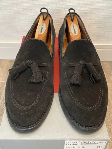 박스 포함 블랙 스웨이드 태슬 로퍼