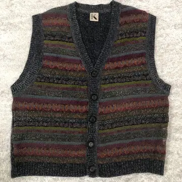KRIZIA 다색 스트라이프 니트 베스트