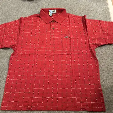 Crocodile 빨간색 체크 무늬 피케 셔츠 L