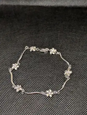 하와이안 주얼리 실버 팔찌 꽃 모티브