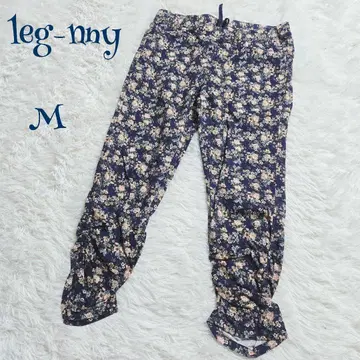 빈티지 ] 허리밴딩 작은 꽃 밑단 셔링 이지 팬츠 M 크롭