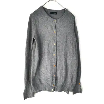 자라 긴팔 가디건 니트 그레이 골드 버튼 S