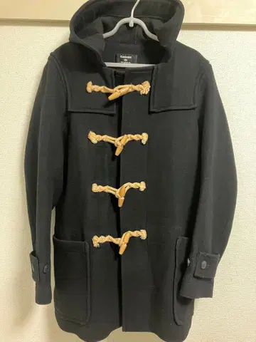 주카 울 100% 후드 부착 더플 코트