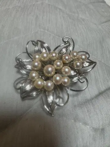 펄 실버 silver Pearl 멋진 브로치