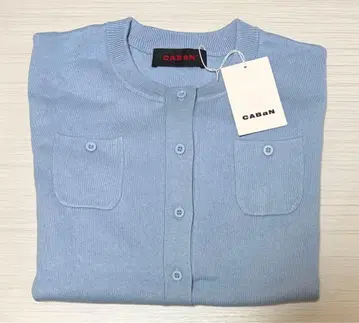 CABaN 코튼 캐시미어 크루넥 가디건 라이트 블루