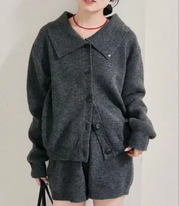 카라 부착 플레이트 니트 가디건 mystic