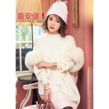 Miss Adora 미스아도라 2WAY 퍼 니트 원피스 화이트 0