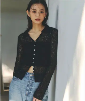 anuans 울 레이스 폴로 니트탑