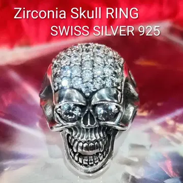 Zirconia Skull BIG Ring SWISS SILVER 925