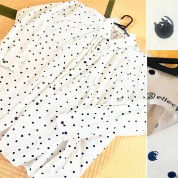 Ellecy 고양이 도트 셔츠