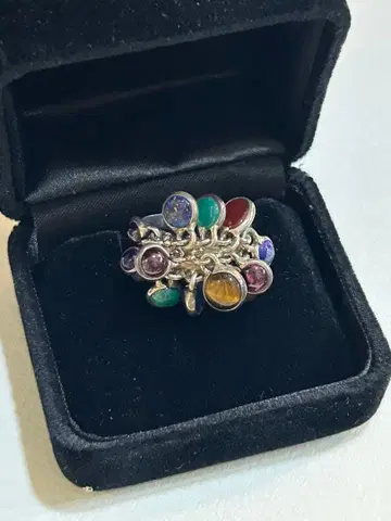 멀티 스톤 실버 반지 925 인도 멕시칸 반지 나