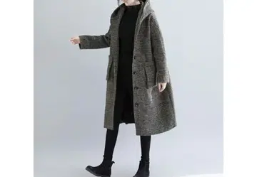 maison de LATIR 미들 기장 체크 코트 브라운 계열 XL