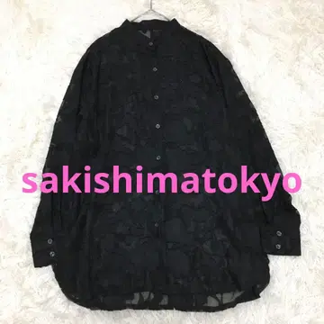 sakishimatokyo 꽃무늬 시어 블랙 긴팔 셔츠 S FREE 정도