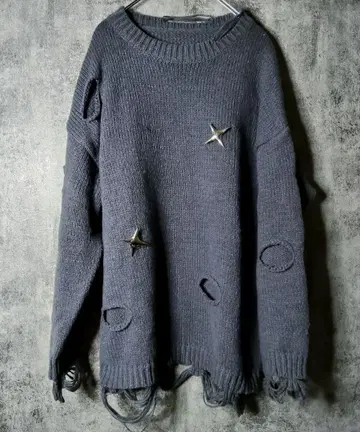 y2k 디스트로이 메탈 부품 니트 데미지 가공