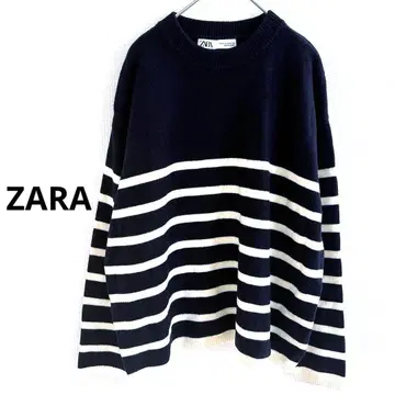 ZARA 보더 니트 블랙 M 여성용 루즈핏 세련된