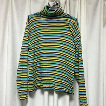 BEAMSBOY 빔즈 보이 멀티 보더 리브 터틀넥 티셔츠