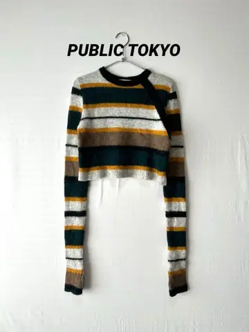 PUBLIC TOKYO 알파카 멀티 보더 롱 슬리브 니트