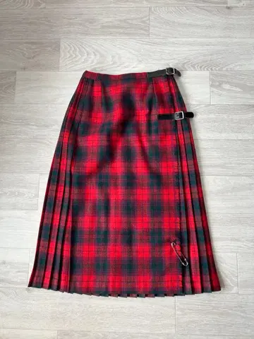 영국제 울 체크 랩스커트 UK10