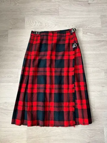울 체크 랩스커트 랩 스커트