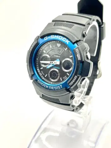 CASIO G-SHOCK 남성용 시계 AW-591 블랙 블루
