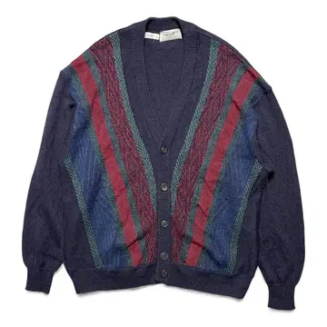 이탈리아 빈티지 코튼/아크릴 네이비 스트라이프 가디건
