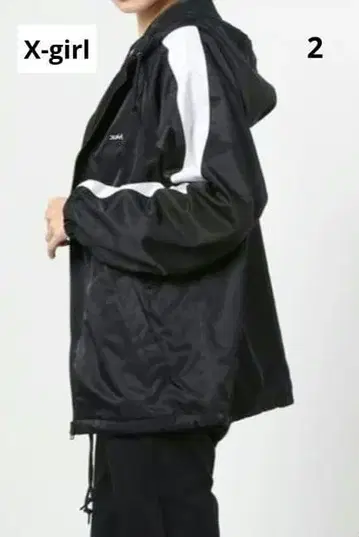새상품급 X-girl LINE HOODIE BLOUSON 블랙 사이즈 2