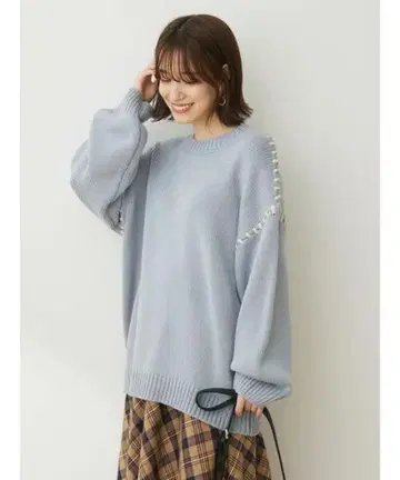 [택 포함 새상품] petit fleur 핸드 스티치 니트 긴팔