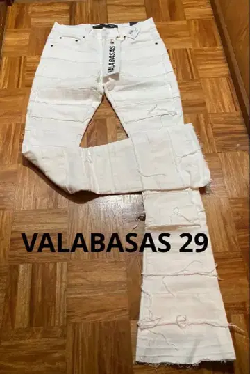 새상품 VALABASAS 장미 패널 데미지 플레어 데님 시크 스타일 29