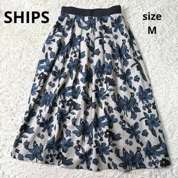 SHIPS 플레어 스커트 꽃무늬 롱 기장 깔끔한 코디 오피스 캐주얼