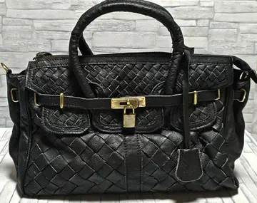 goa 블랙 가죽 뜨개질 숄더백 핸드백