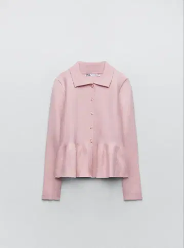 ZARA 니트 페플럼 가디건 M 핑크