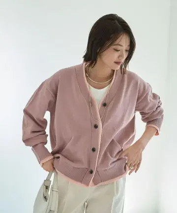 스타일 델리 컬러 레이어드 가디건 핑크