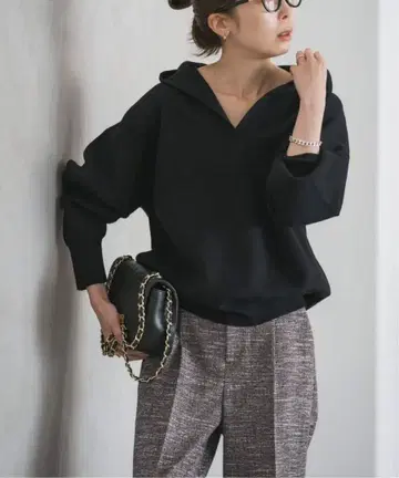 택 포함 미사용 새상품 NOBLE 접결 턱 편직 후드 풀오버