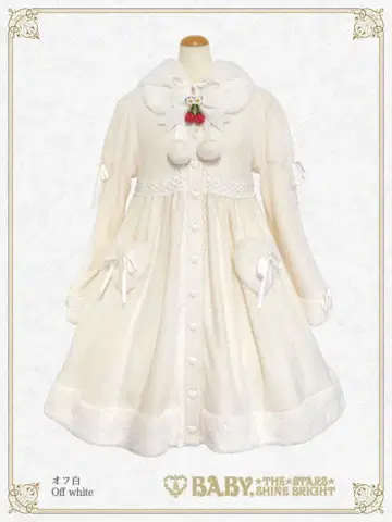 [ 새상품급 ] 흔들흔들 딸기 토끼 귀 코트 원피스 오프화이트