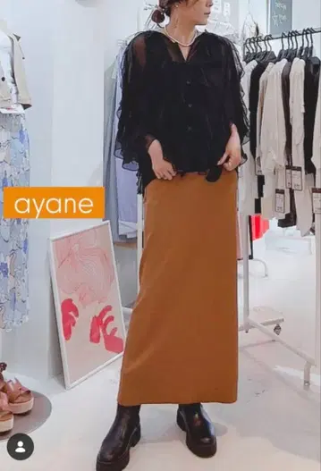 ayane 리브 펜슬 스커트 진저