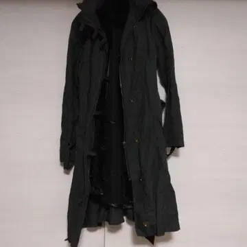 Qualite 퍼 달린 다크 그레이 모즈 코트