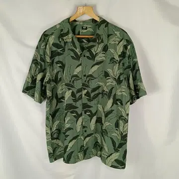 UNIQLO 반팔 셔츠 하와이안 셔츠 XL 그린 계열 보타니컬 B4204