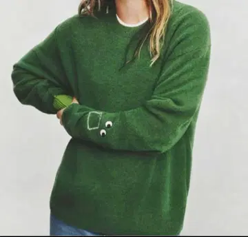 UNIQLO 프리미엄 라무 크루넥 스웨터 XXL 그린