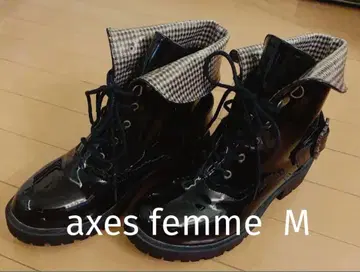 axes femme 체크 무늬 접이식 버클 레인부츠 M 새상품급