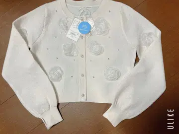 화이트 꽃무늬 비쥬 가디건 M