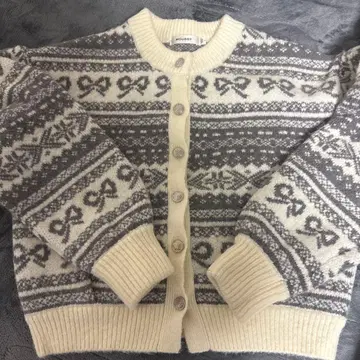 리본 무늬 울 혼방 가디건 moussy