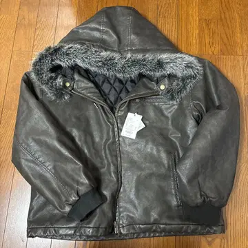 후드 부착 합성 피혁 자켓 wish for ever