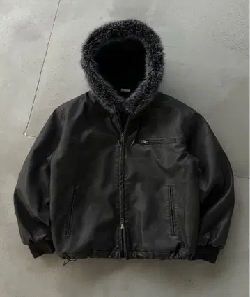 후드 부착 합성 피혁 자켓 wish for ever