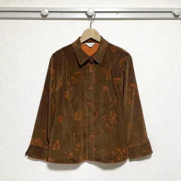 vi serino 꽃무늬 디자인 자켓 M 브라운 데미지풍 빈티지