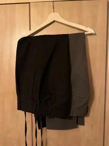 턱 와이드 팬츠 블랙/그레이 세트